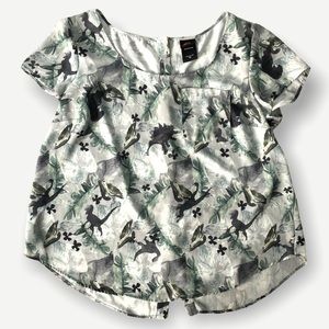 TORRID JURASSIC WORLD ABBEY GEORGETTE BLOUSE SZ 00